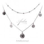 Double CHOKER silver necklace COINS -
