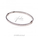 Silver bracelet with the Greek pattern - bangle type