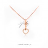 Silver gold-plated necklace with white delicate heart