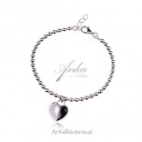 Silver ball bracelet with HEART