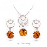 Silver jewelry with amber - Lace jewelry