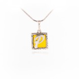 Silver pendant with amber LETTER - P