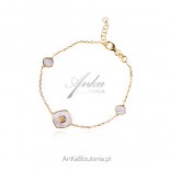 Gold-plated silver bracelet with white mother of pearl