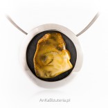 Beautiful oxidized silver pendant with amber UNIKAT
