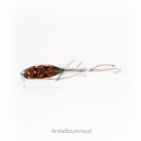 Silver brooch with amber - Dew drops