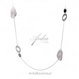 Long silver satin necklace - Art Jewelry