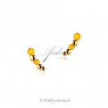 Gold-plated silver earrings with yellow amber - ear-rings