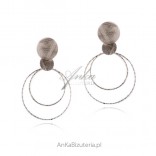 Silver earrings satin and diamond circles