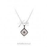 Silver satin necklace with tiny zircon