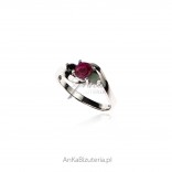 Silver ring with natural stones - ruby, emerald and sapphire