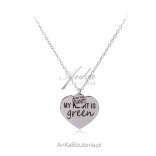 ECO Jewelry - Silver necklace with heart 'MY HEART IS GREEN' Save the planet