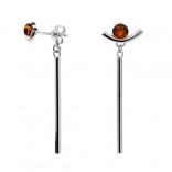 Silver earrings with amber - can be worn in 3 ways