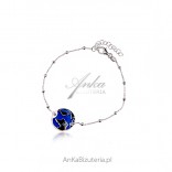 Silver PLANET EARTH bracelet with blue enamel