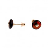 Silver gold-plated earrings with pink amber