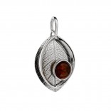 Silver LEAF pendant with amber
