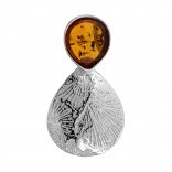 Silver oxidized pendant with amber