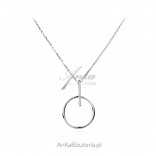 Silver necklace CIRCLE WITH A BALL