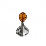 MUSZELKA oxidized silver pendant with amber