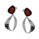 Silver earrings with cherry amber - classy