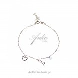Silver bracelet with zircon infinity and heart
