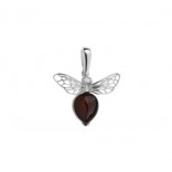 Silver BEAD pendant with cherry amber