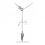 Silver KRAWAT necklace with infinity and a wing