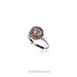 Silver ring with amber - stylish baroque jewelry