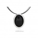 Silver pendant with black onyx brooch and pendant