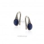 Silver earrings with navy blue ulexite
