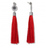 Silver tassels earrings - red tassels