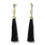 Gold-plated silver earrings CHWOSTY black