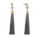 Gilded silver plated earrings with cappuccino fringes