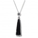 CHWOST silver necklace with black fringe