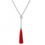 Silver necklace with red CHWOSTEM and zircon