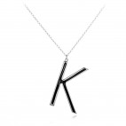 Srebrny  długi naszyjnik  z literą K
