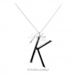 Silver long necklace with the letter K
