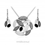 Silver jewelry SET with black onyx - AURORA