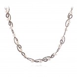 SILVER LACE FRYLINE necklace and white crystal pearls