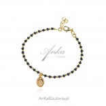 Gold-plated silver bracelet with black onyxes
