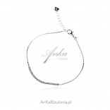Silver bracelet with white zircons - subtle