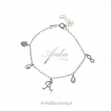 Silver jewelry - silver bracelet with zircons and the letter A