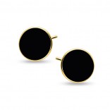 Silver gold-plated hoop earrings with black enamel