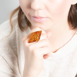 Big silver ring with amber - adjustable size