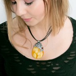 Beautiful HIGH FLIGHT jewelry with natural yellow amber in a silver frame