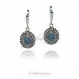 Silver earrings with sapphire Beautiful women's jewelry