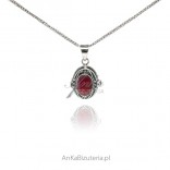 Silver pendant PUZDERKO with a ruby