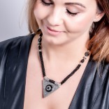 A sophisticated silver necklace with black onyx