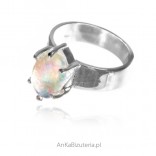 Silver ring with natural opal from Ethiopia