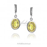 Silver earrings with natural stones - citrine