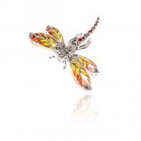Brooch - silver dragonfly pendant with marcasites, rubies and murano glass